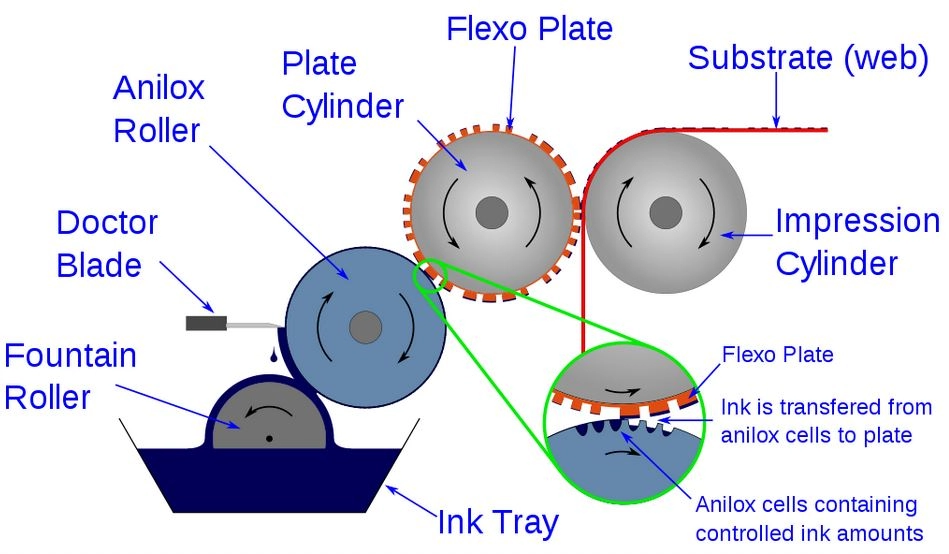 Flexographic printing spout pouch